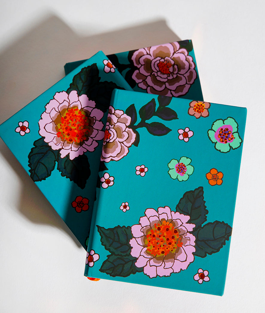 Metallic-edged Bloom Blue Notebook