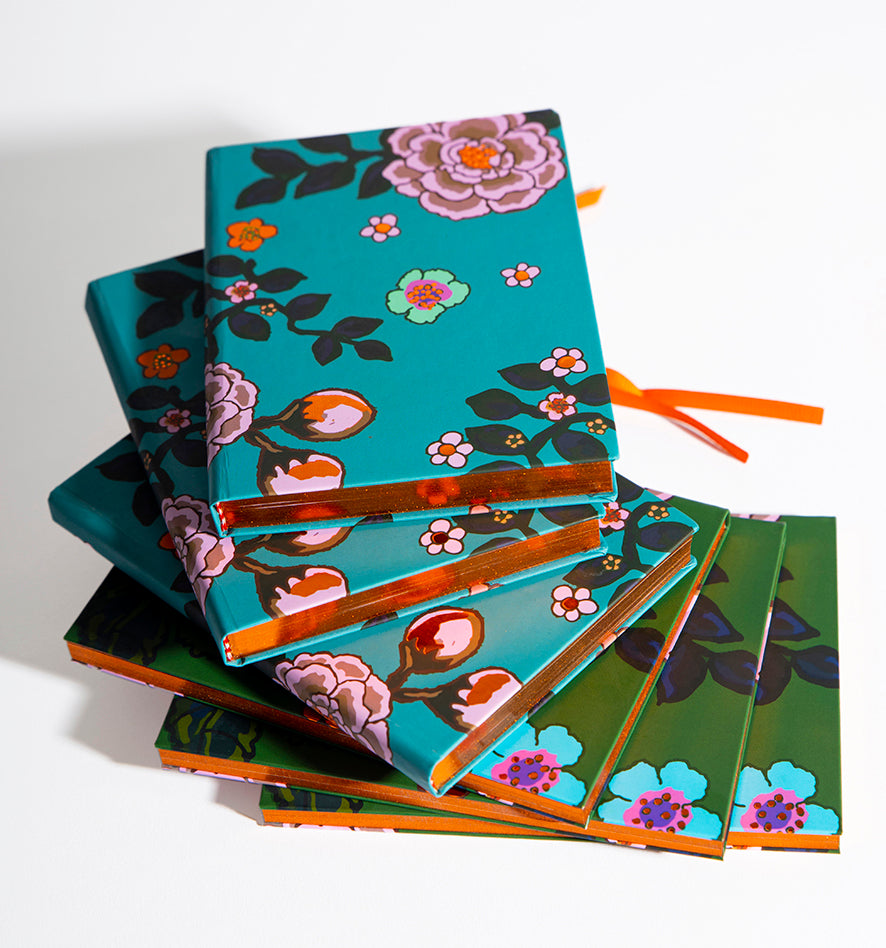 Metallic-edged Bloom Blue Notebook