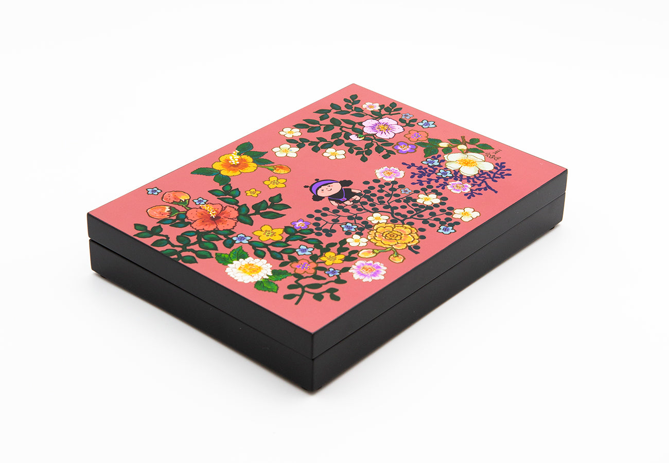 Lacquer Box Large with Lid (Salmon)