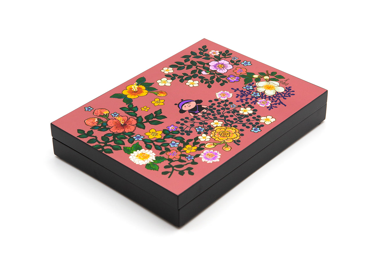 Lacquer Box Large with Lid (Salmon)