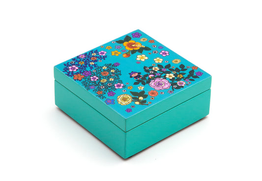 Lacquer Box Small with Lid (Teal)