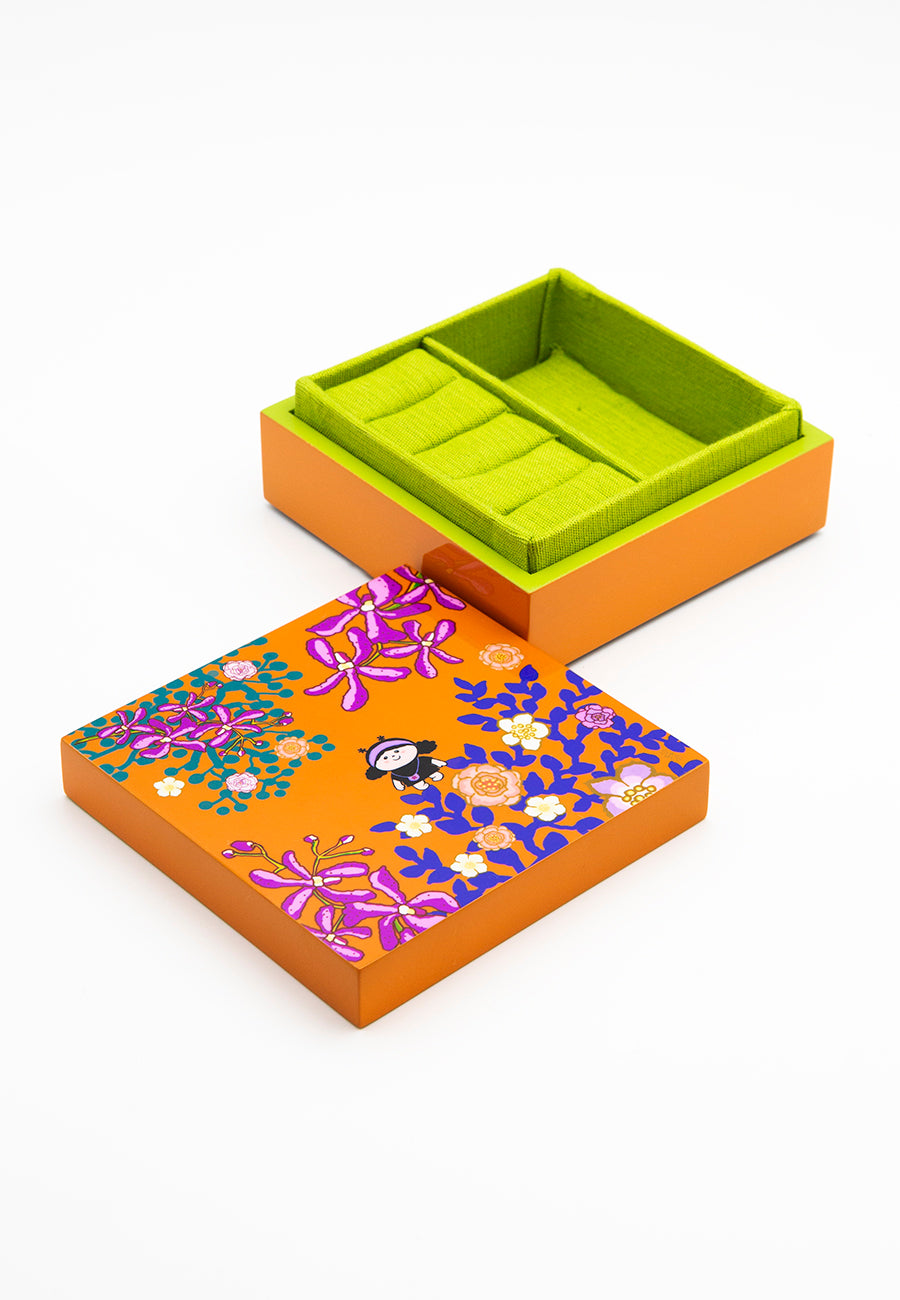 Lacquer Box Medium with Lid (Orange)