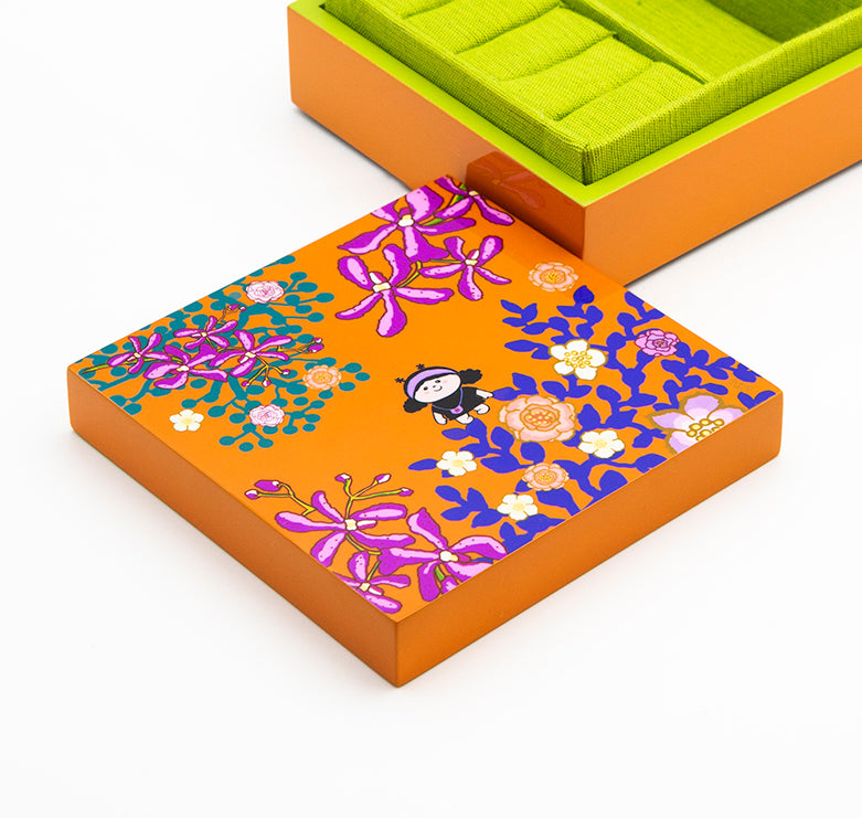 Lacquer Box Medium with Lid (Orange)