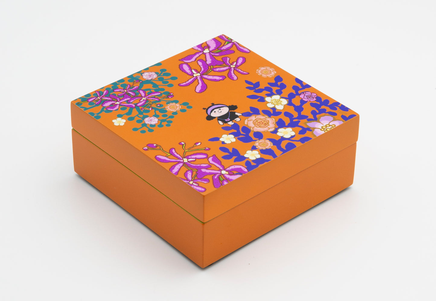 Lacquer Box Medium with Lid (Orange)
